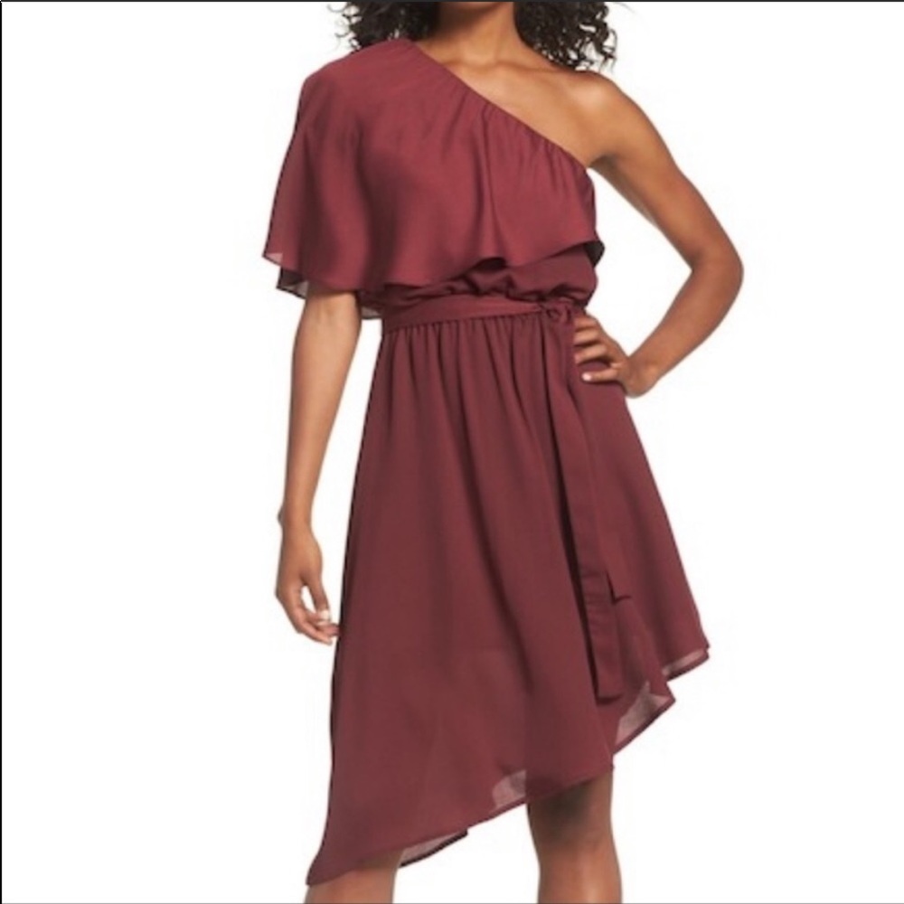 Charles Henry One Shoulder Ruffle Dress NWOT